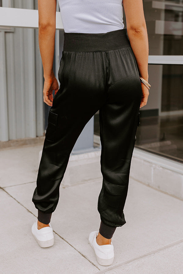 Miles To Go High Waist Satin Joggers