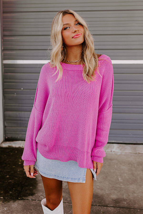 Mind Your Manners Knit Sweater In Pink