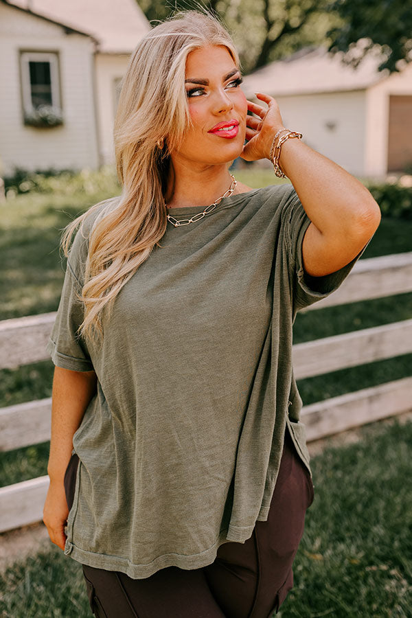 Sonoma Breeze Shift Tee In Olive Curves • Impressions Online Boutique