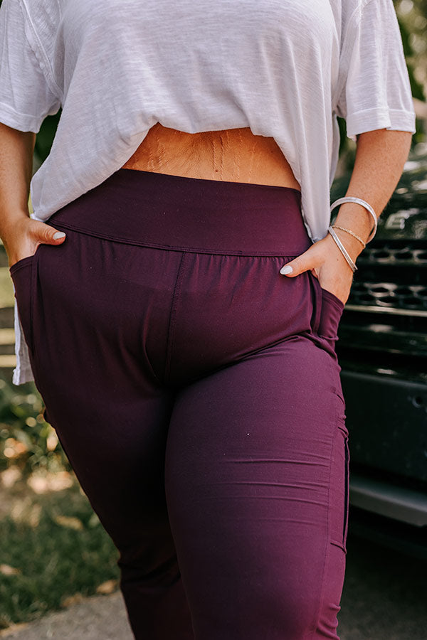 Ivy League Style High Waist Butter Soft Joggers In Royal Plum Curves