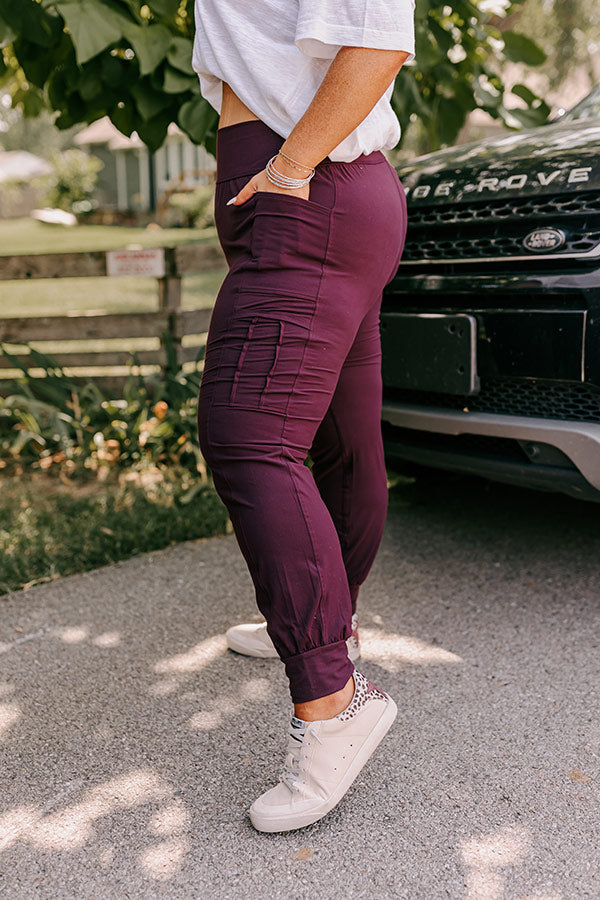 Ivy League Style High Waist Butter Soft Joggers In Royal Plum Curves