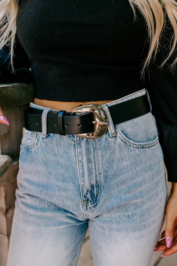 Leave A Message Faux Leather Belt In Black