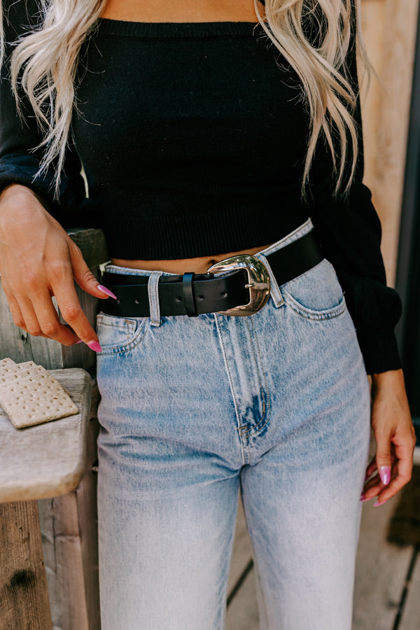 Leave A Message Faux Leather Belt In Black