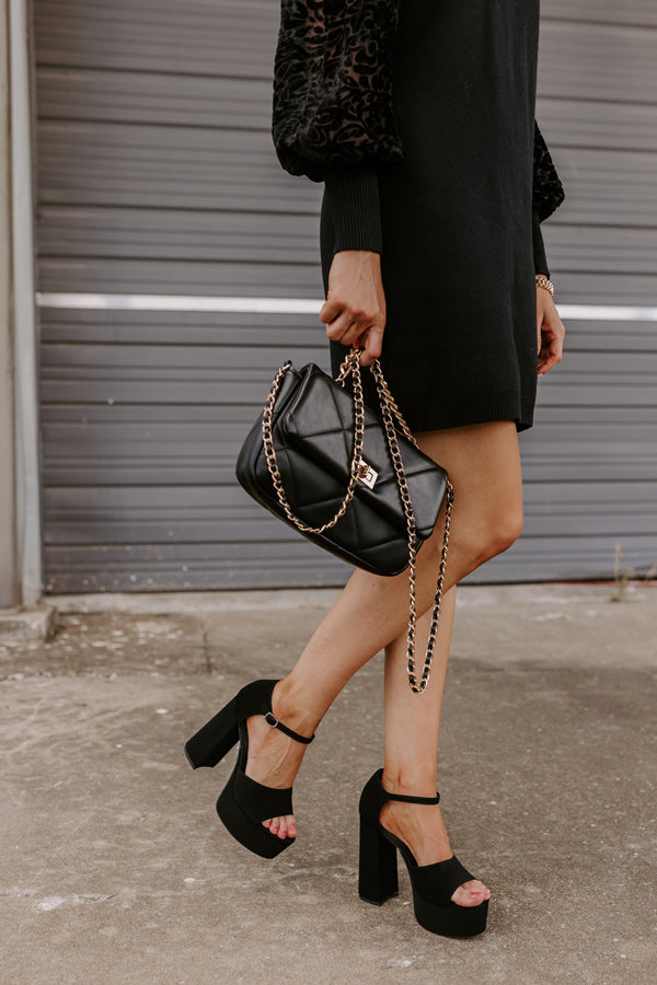 The Reagan Faux Suede Platform Heel In Black