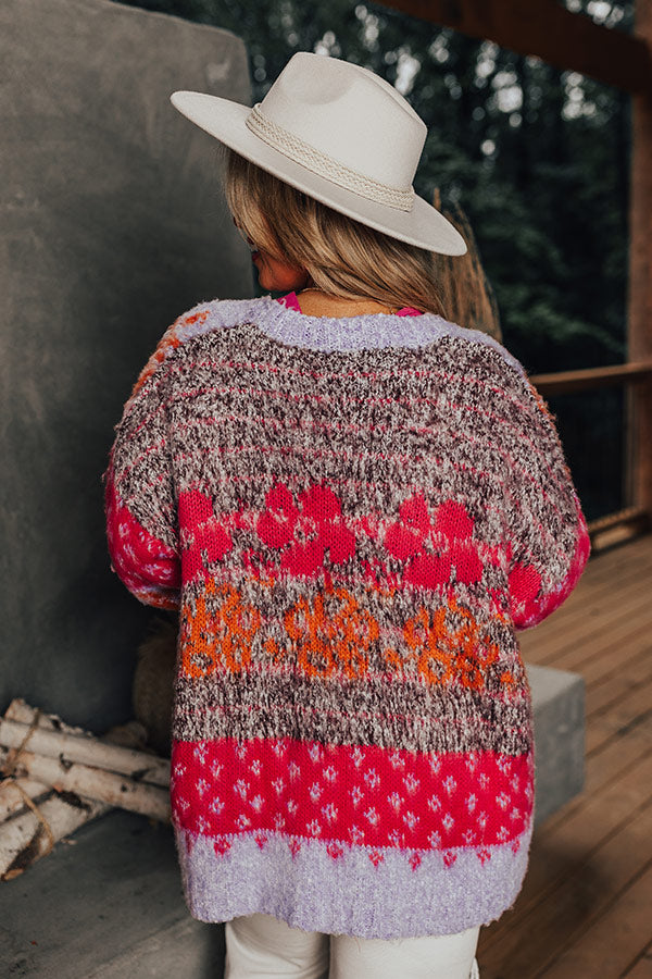 Fan of Floral Knit Cardigan Curves