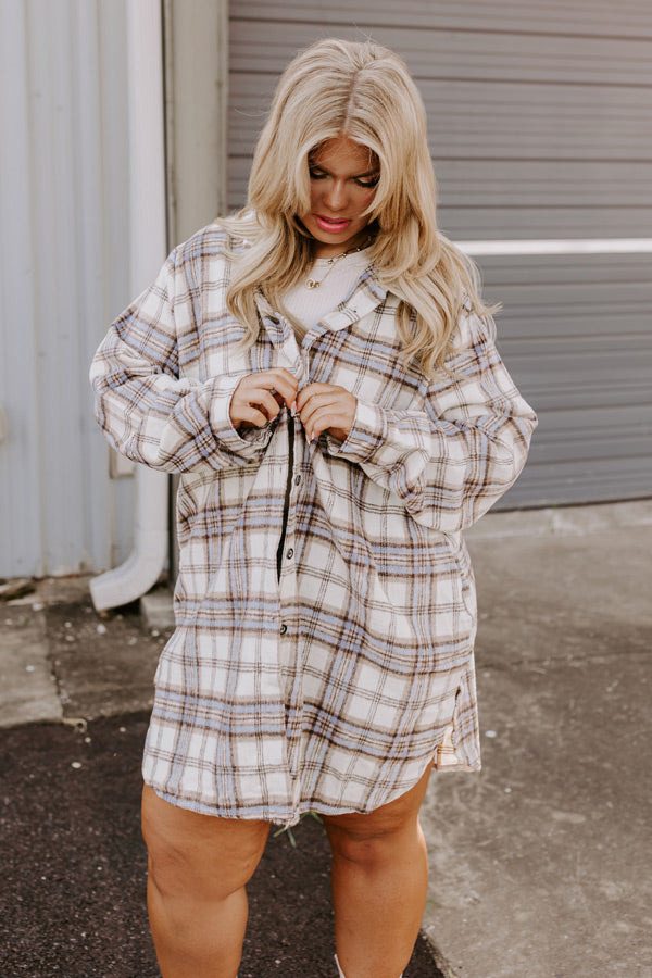 Touch Of Fall Plaid Tunic Dress In Cream Curves