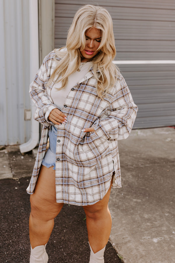 Touch Of Fall Plaid Tunic Dress In Cream Curves