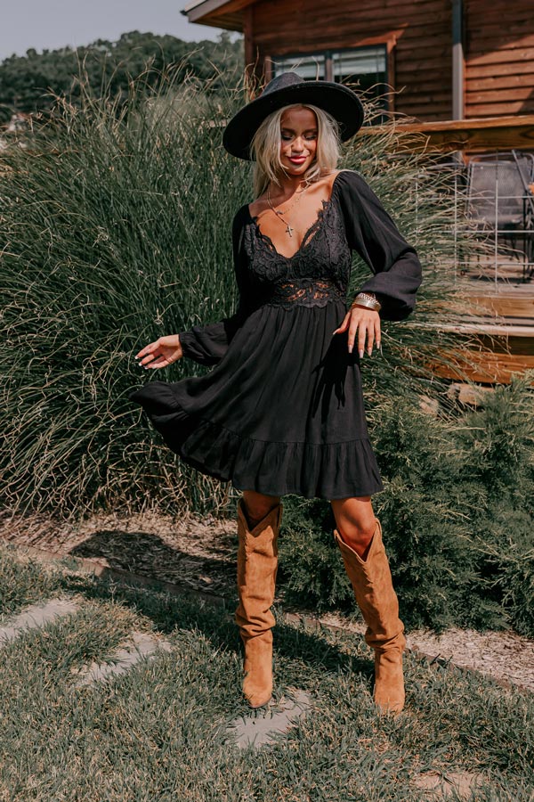 All The Sway Lace Mini Dress In Black – Impressions Online Boutique