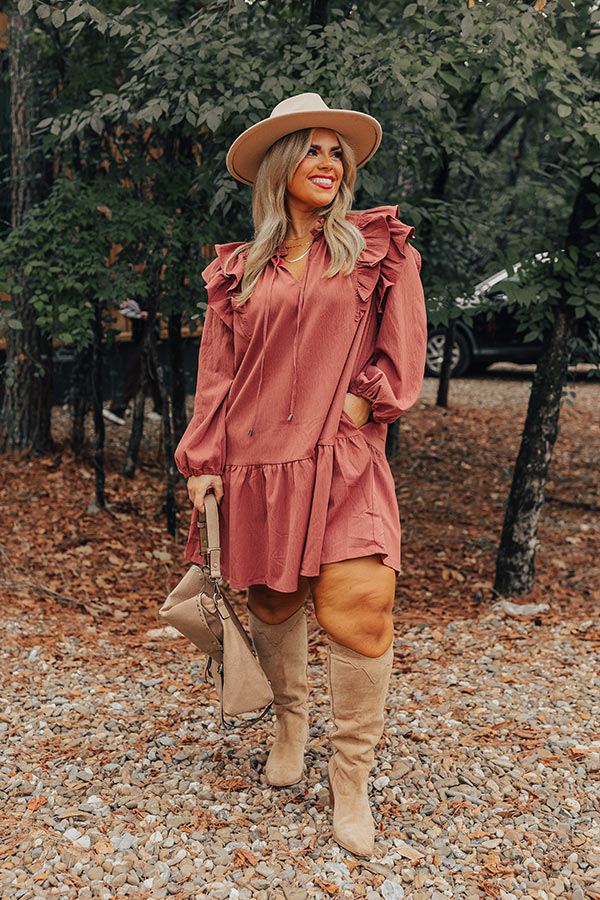 New To Town Shift Dress In Rustic Rose Curves