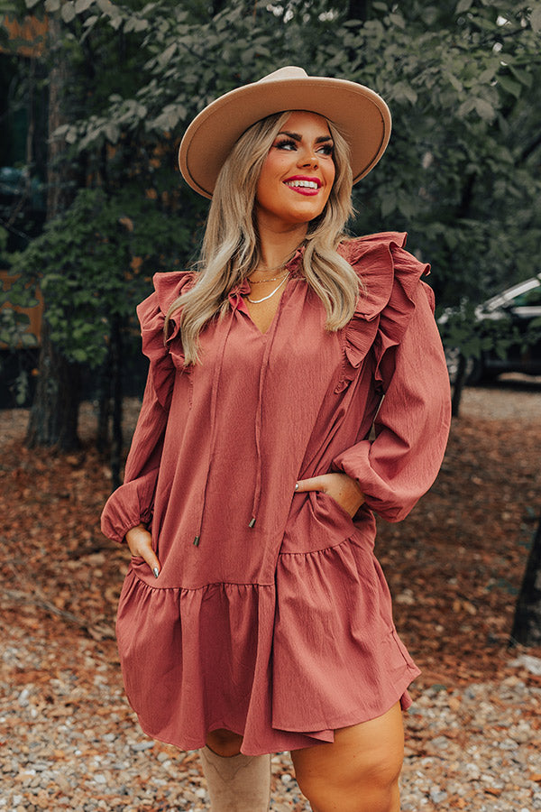 New To Town Shift Dress In Rustic Rose Curves