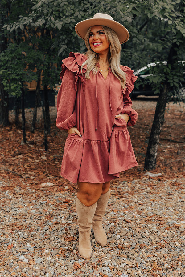 New To Town Shift Dress In Rustic Rose Curves