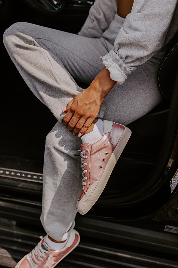 The Brinly Vintage Faux Leather Sneaker In Pink