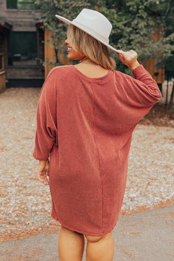 Casual Chats Shift Dress In Rustic Rose Curves