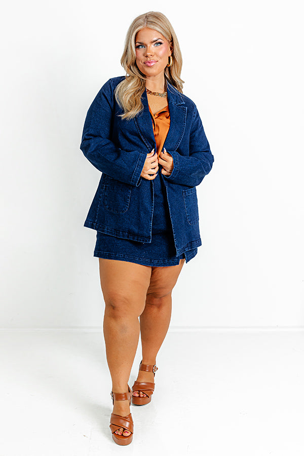 The Yani Denim Blazer Curves