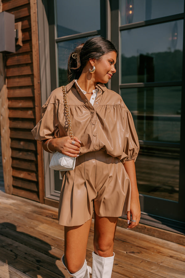 Fate Would Have It Faux Leather Top in Iced Mocha M / Iced Mocha Fate Would Have It Faux Leather Top in Iced Mocha M / Iced Mocha