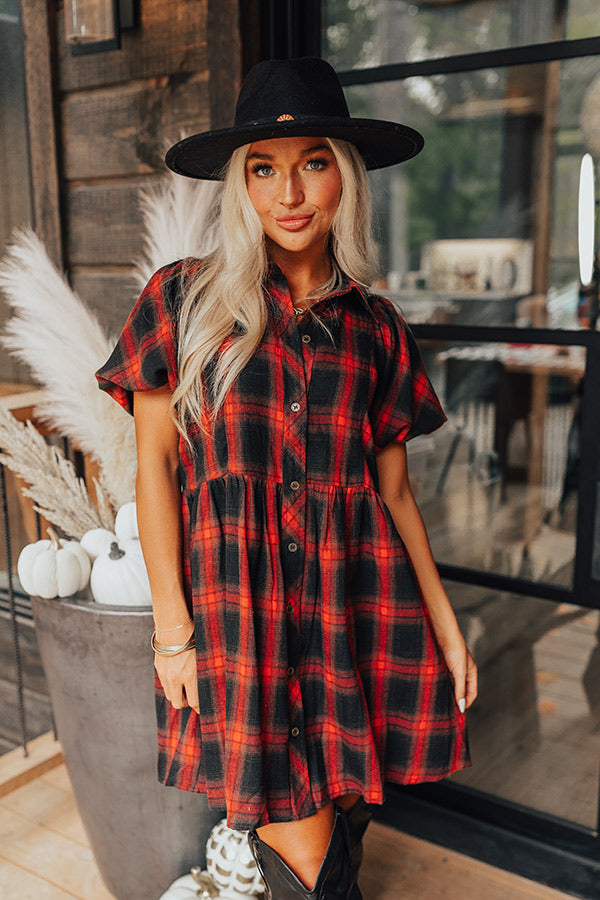 plaid dresses Never Pretend Plaid Dress In Red