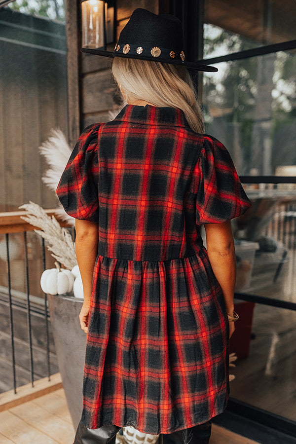 Never Pretend Plaid Dress In Red