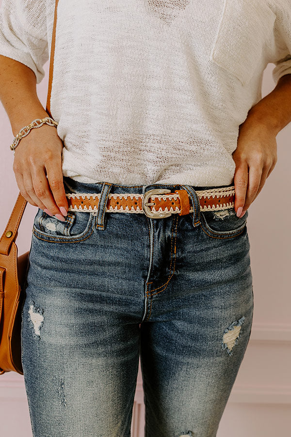 Mostly Amused Faux Leather Belt in Camel