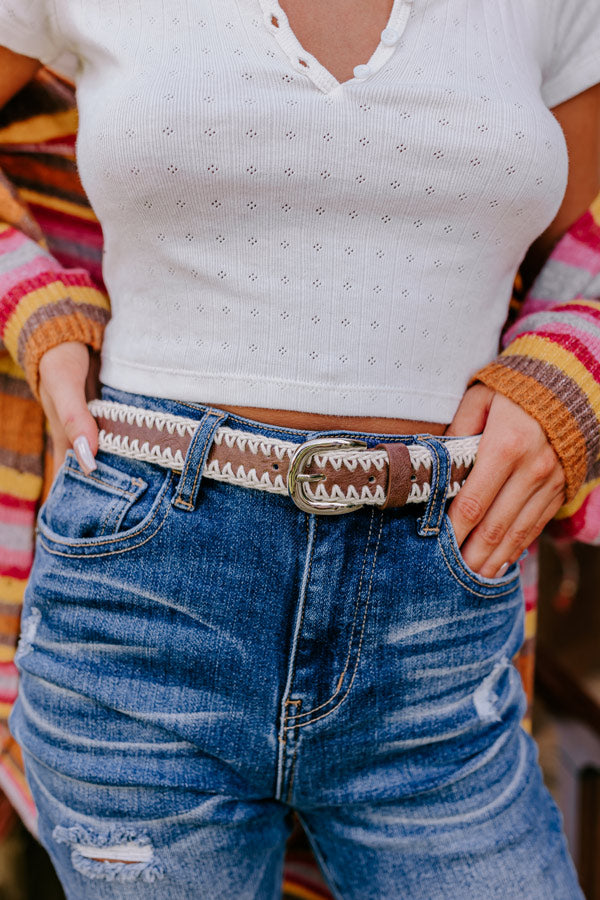 Mostly Amused Faux Leather Belt in Chestnut
