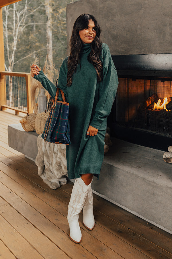 Fate Would Have It Sweater Dress In Hunter Green