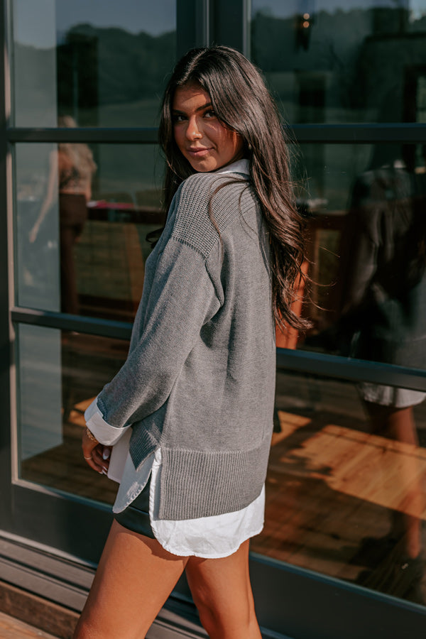 Early Start Sweater Top In Grey