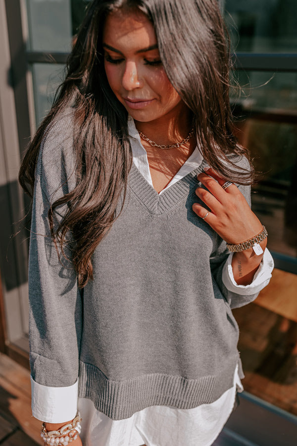 Early Start Sweater Top In Grey