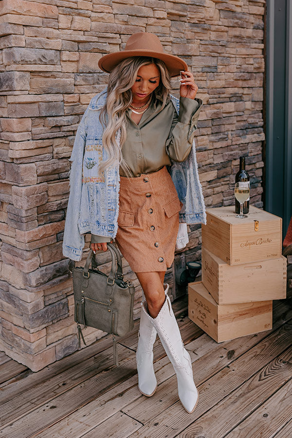 Corduroy skirt denim jacket best sale