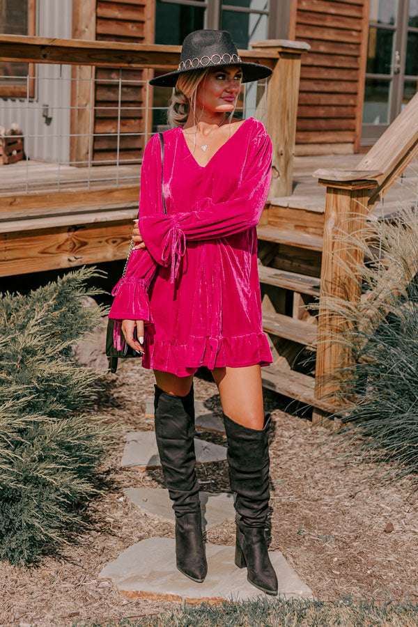 Lost In A Novel Velvet Mini Dress In Hot Pink Impressions Online Boutique Lost In A Novel Velvet Mini Dress In Hot Pink Impressions Online Boutique