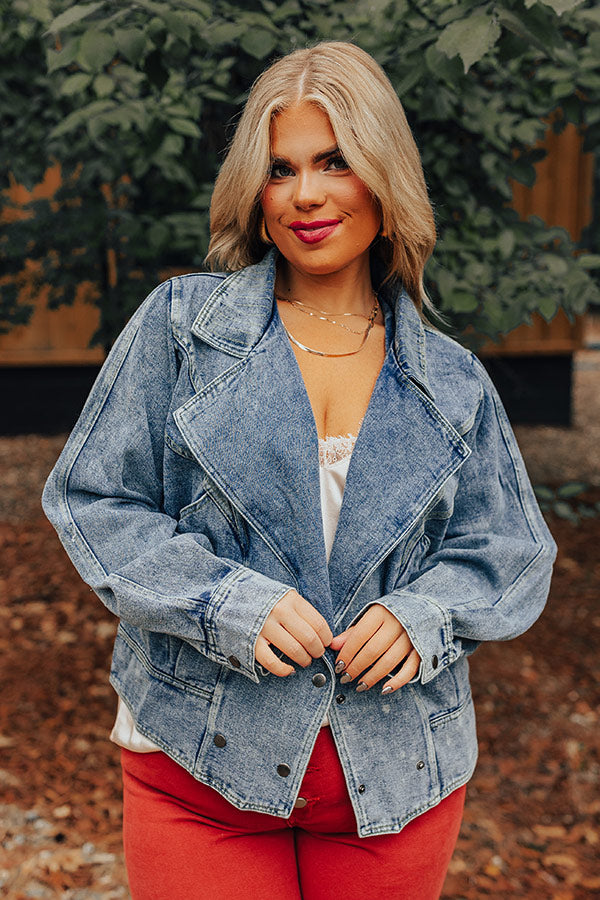 Fate Would Have It Denim Blazer Curves   