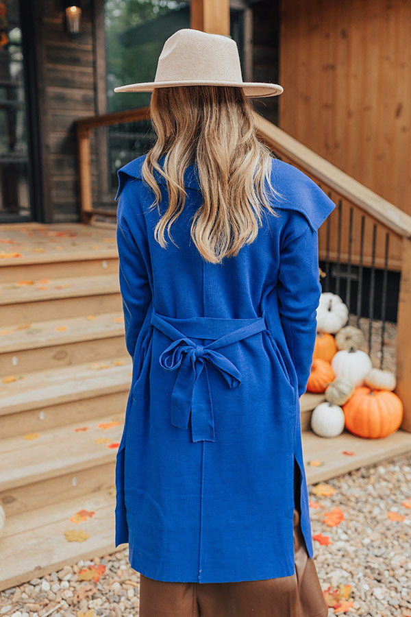 Hiding Out Light Weight Coat In Royal Blue