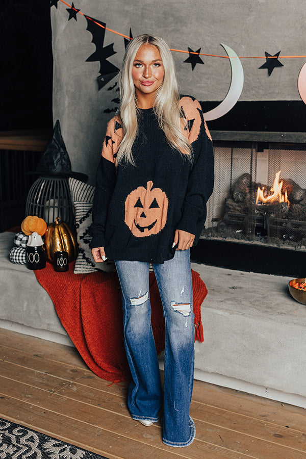 Hey Pumpkin Knit Sweater in Black • Impressions Online Boutique