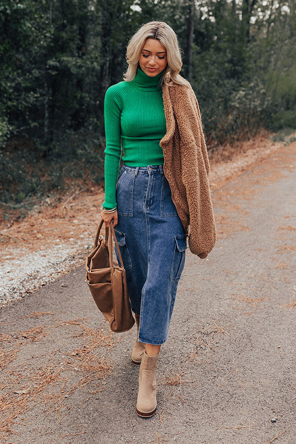 Passing Time Ribbed Top In Green