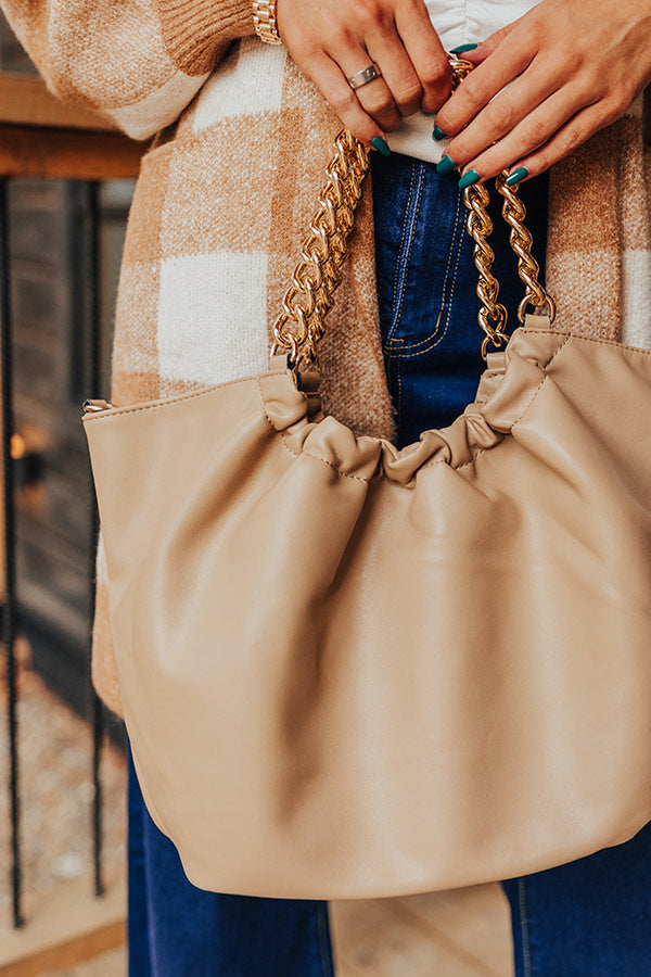 The Preston Faux Leather Tote In Beige