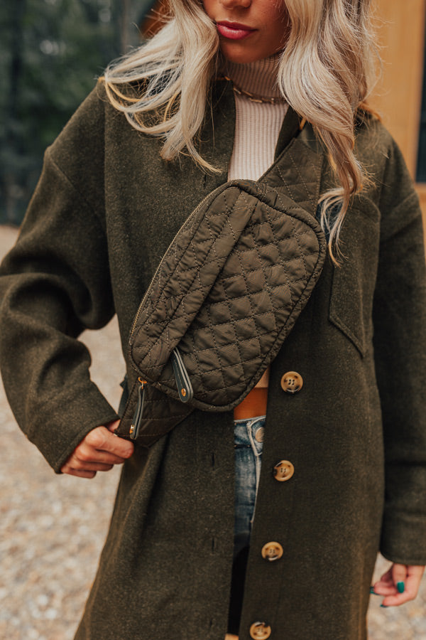 Clean Slate Quilted Fanny Pack In Army Green