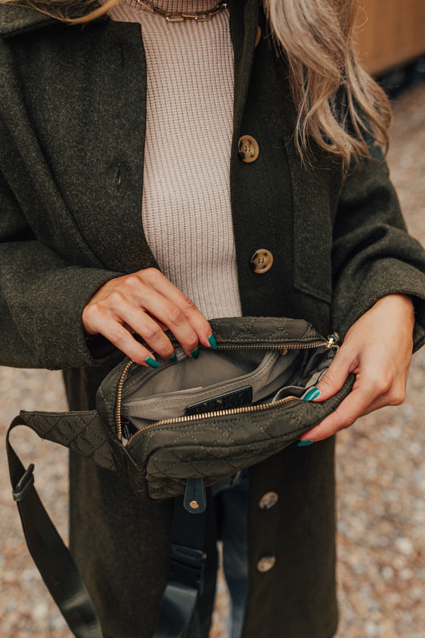 Clean Slate Quilted Fanny Pack In Army Green