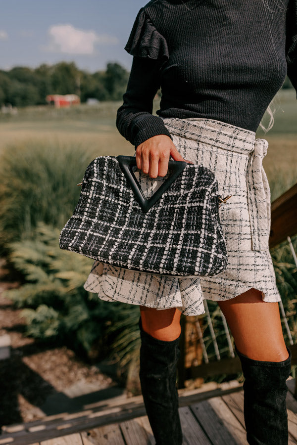Trendy City Tweed Tote In Black