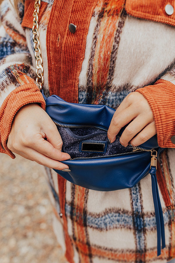 Modern Muse Faux Leather Fanny Pack In Blue