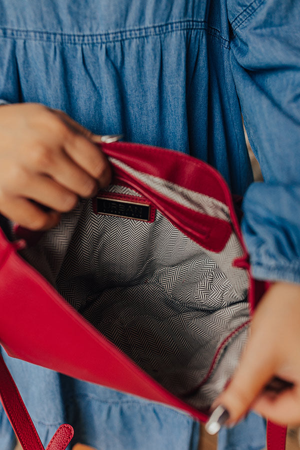 Stay The Course Faux Leather Crossbody In Berry