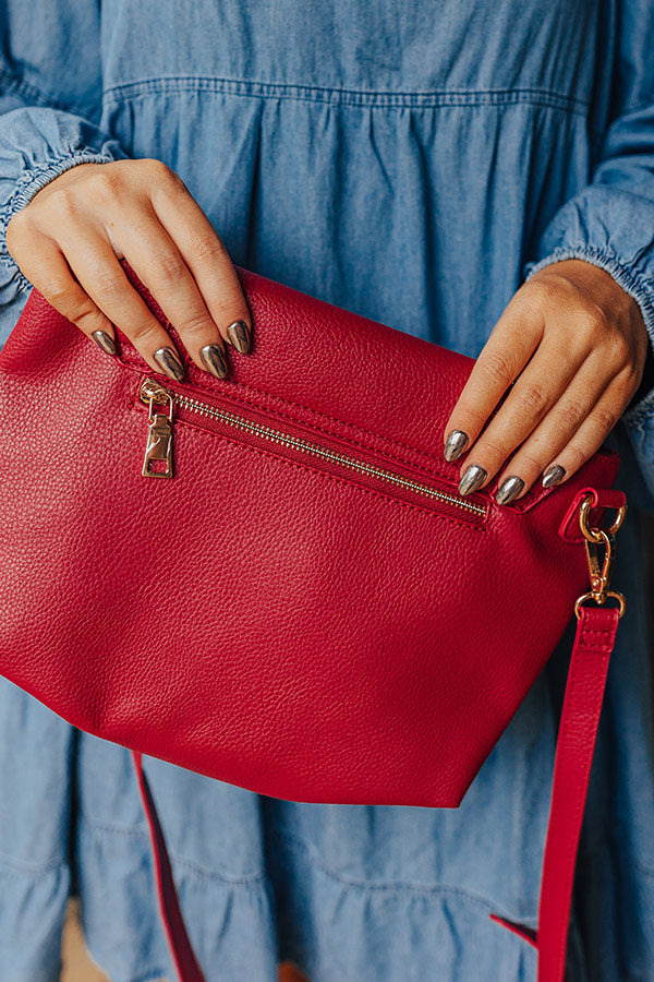 Stay The Course Faux Leather Crossbody In Berry