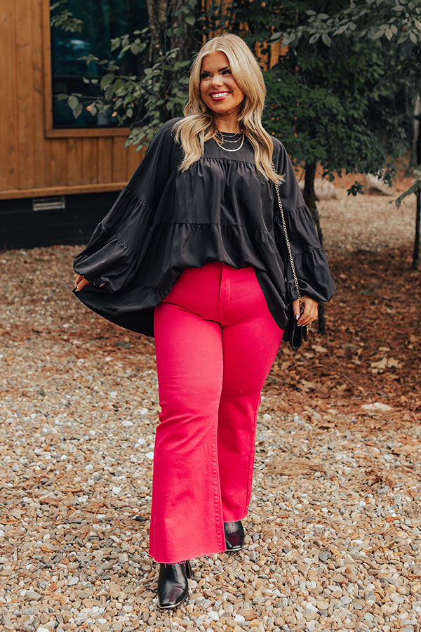 The Adriana High Waist Wide Leg Jean in Hot Pink Curves