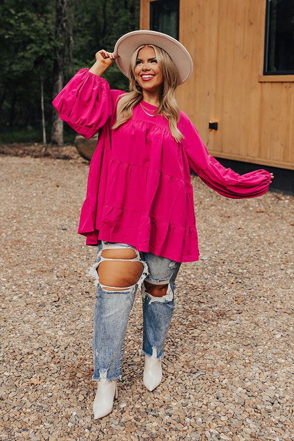 Ever So Posh Shift Top In Hot Pink Curves