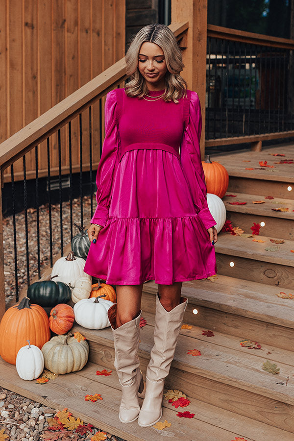 hot pink long sleeve shift dress Fuchsia Neon Pink Shift Dress Hot Pink Long Sleeve Sequin Dress Endless Rose Women's Sequins
