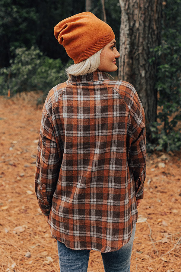 All The Hits Flannel Button Up In Brown