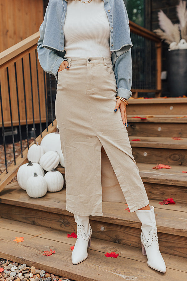 The Bristol High Waist Denim Skirt In Cream