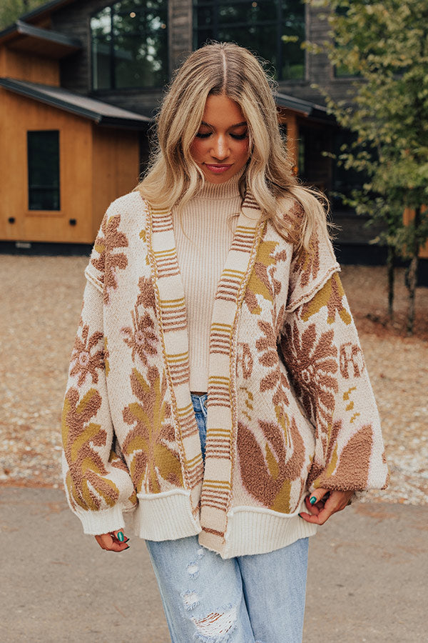 Lost In A Novel Knit Cardigan In Cream