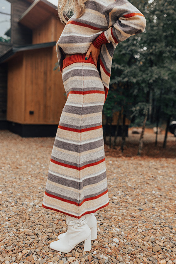 Mulled Wine Stripe Sweater Skirt