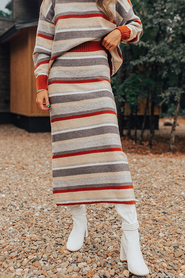 Mulled Wine Stripe Sweater Skirt