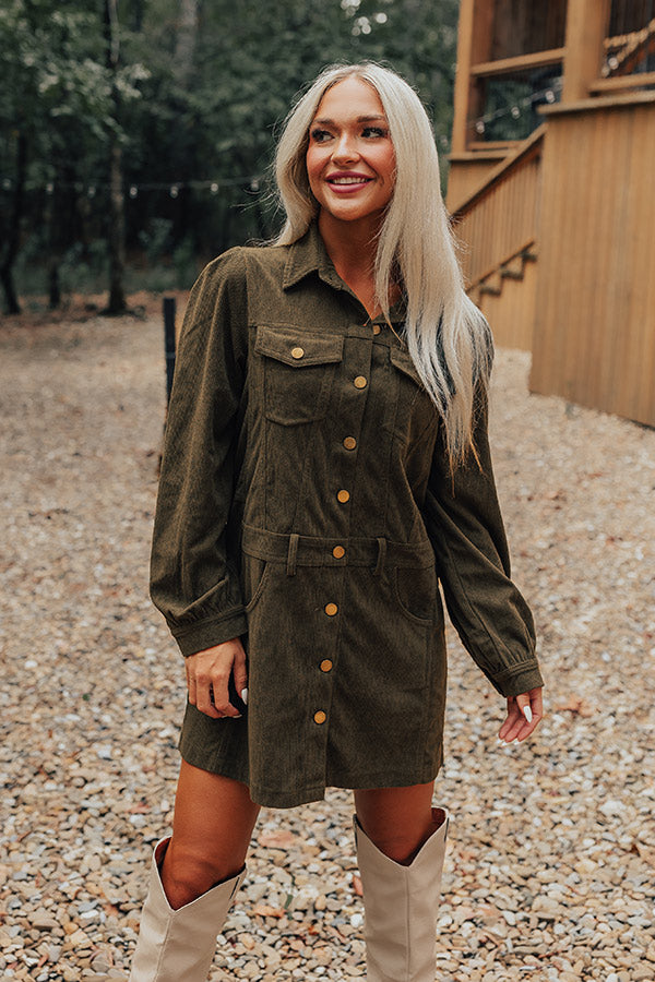 Cinnamon Lane Corduroy Mini Dress L / olive Cinnamon Lane Corduroy Mini Dress L / olive