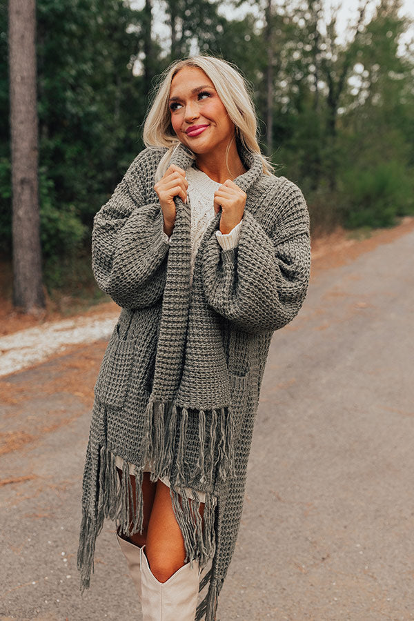 Vail Valley Knit Cardigan In Dark Sage