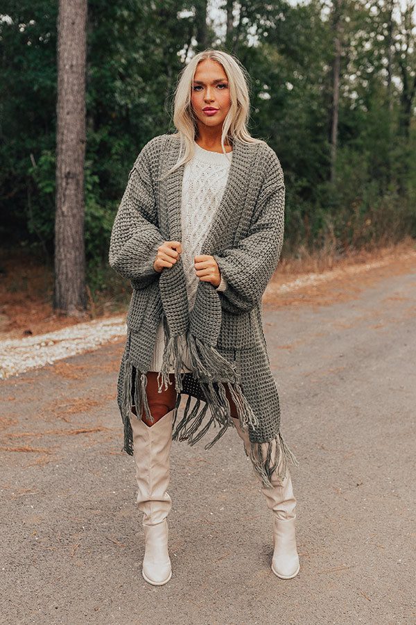 Vail Valley Knit Cardigan In Dark Sage